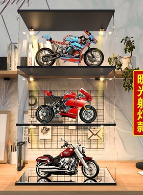 适用乐高赛道摩托42036杜卡迪42107哈雷10269亚克力展示盒防尘罩