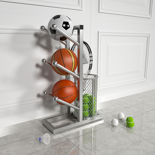放篮球架子羽毛球拍收纳家用室内儿童多功能可移动体育用品置物架
