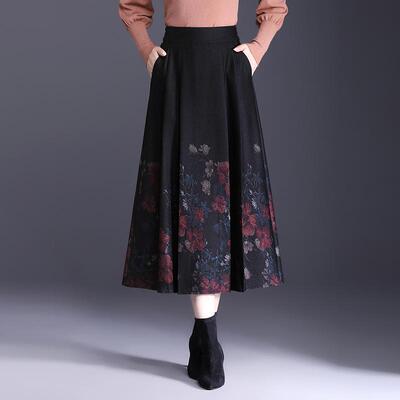 倩芭兰毛呢半身裙a字百褶裙