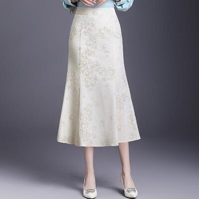 国风刺绣鱼尾裙子半身裙女春季