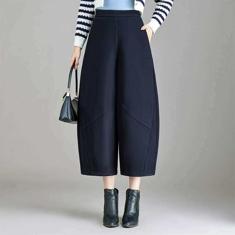 2025秋冬新款高腰显瘦休闲裤女小个子宽松遮肉百搭花苞裤八九分裤