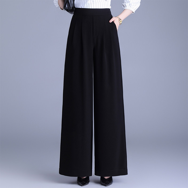 黑色宽松阔腿裤女春夏2026新款高腰垂感通勤西装长裤冰凉丝休闲裤
