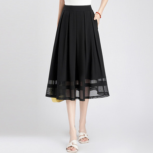 黑色半身裙女2026年新款夏季高腰显瘦中长款A字裙时尚薄款休闲裙
