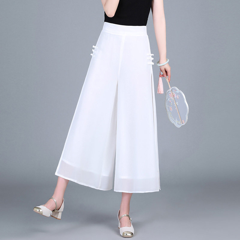 高腰白色阔腿裤女2026春夏新款九分裤裙宽松显瘦垂感休闲裤裙裤