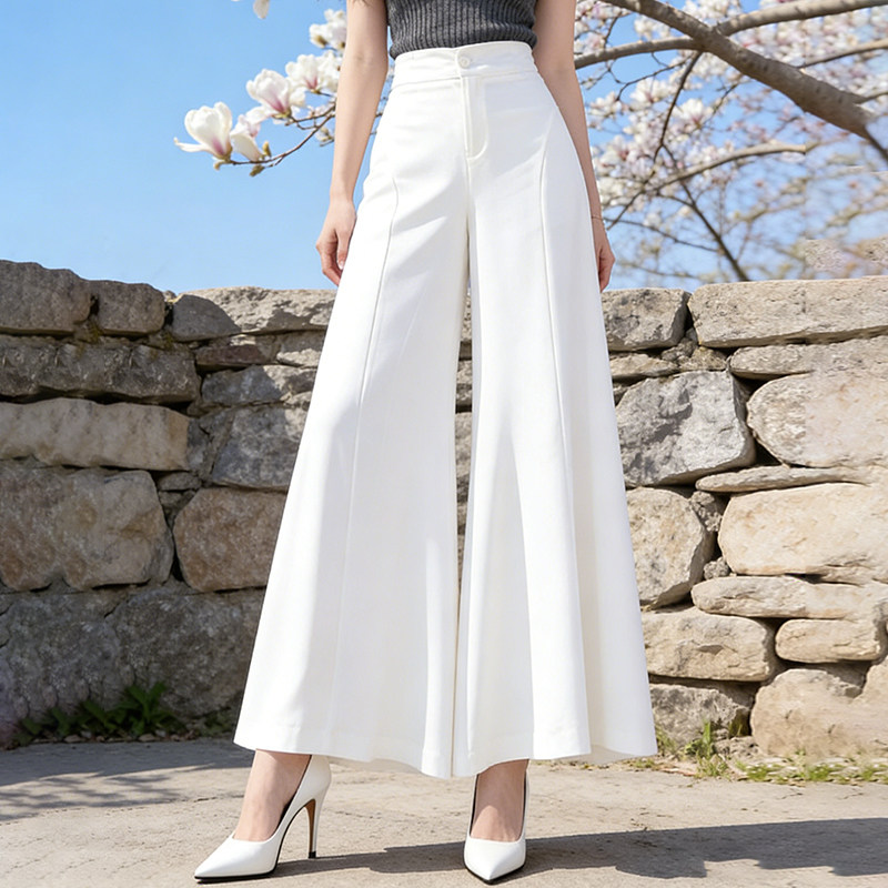 气质高腰白色阔腿裤女2026春夏新款垂坠感宽松显瘦休闲长裤大脚裤