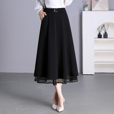 中长款八片拼接大摆裙