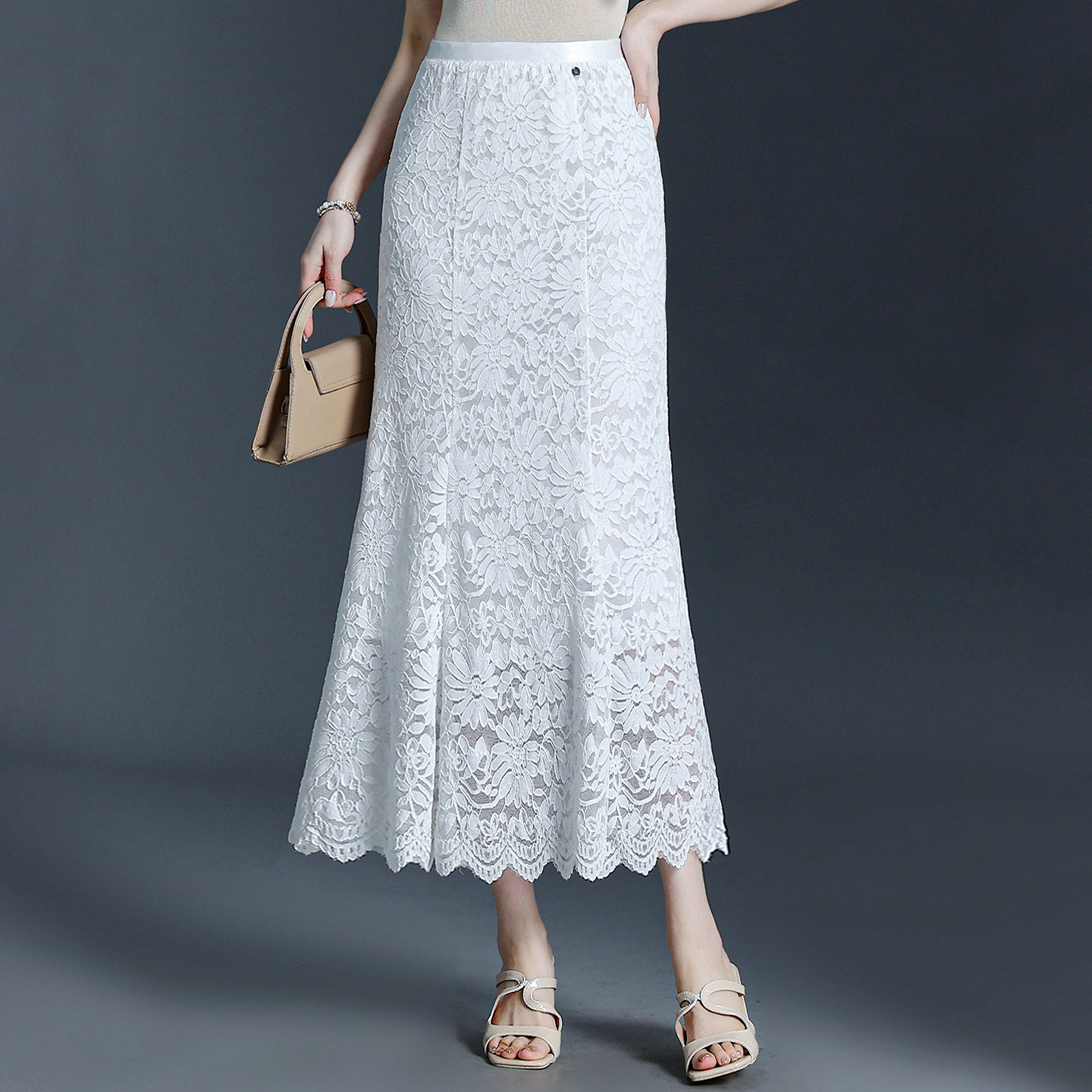 白色蕾丝半身裙女2026春夏新款长款高腰显瘦气质修身包臀裙鱼尾裙