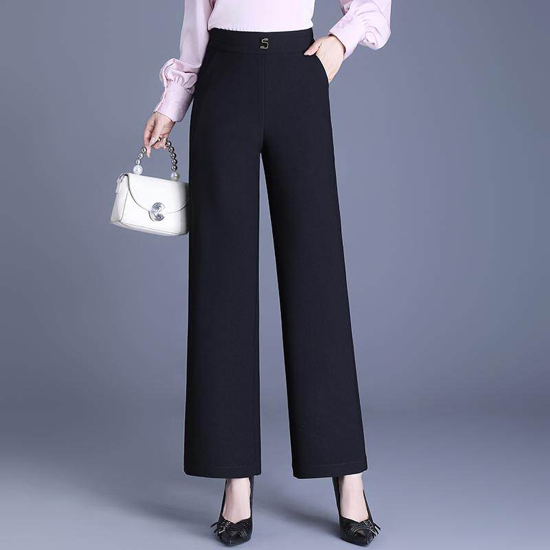 黑色窄版阔腿裤女春季2026新款高腰垂感显瘦直筒西装裤气质长裤子