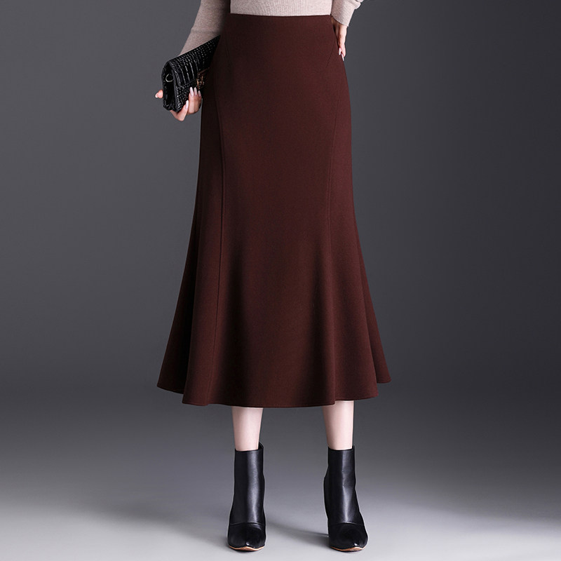 时尚毛呢鱼尾裙子包臀裙女秋冬2025新款中长显瘦高腰半身裙一步裙,女装/女士精品,半身裙,淘宝优惠券,粉丝福利购,淘宝优惠卷
