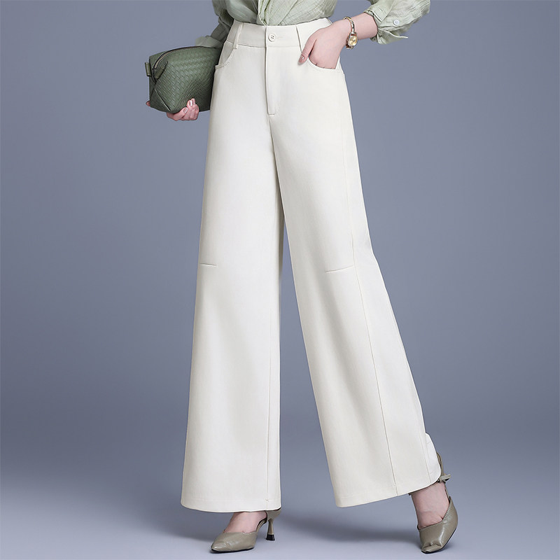 高腰米白色阔腿裤女长裤2026春季新款垂感直筒裤高级感通勤西装裤