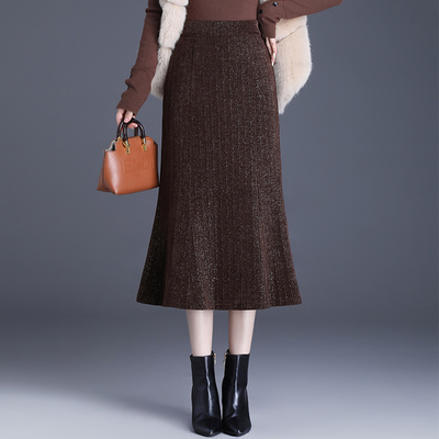 亮丝针织鱼尾裙半身裙显瘦包臀裙