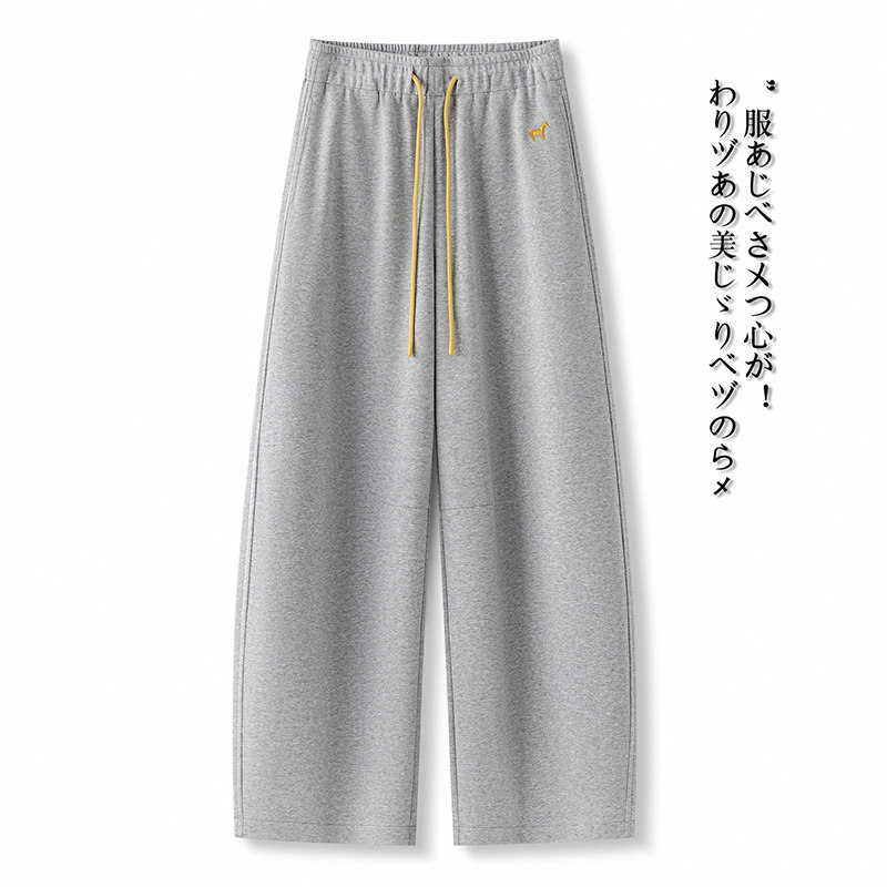 高腰系带阔腿弯刀裤女春季2026新款宽松显瘦减龄运动卫裤休闲长裤