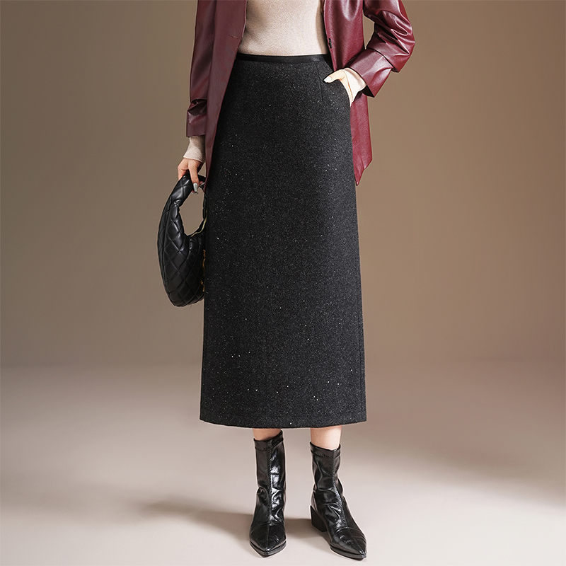 亮片直筒包臀裙中长款显瘦半身裙