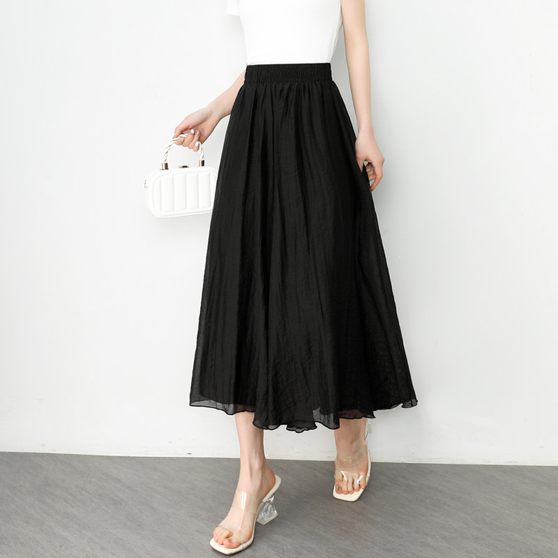 大摆裙裤九分裤女夏季2023新款松紧腰大码宽松阔腿裤甩裤休闲裤裙