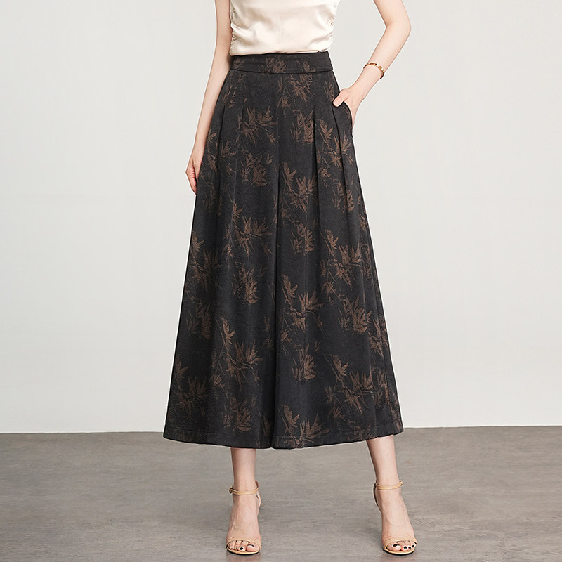 时尚印花阔腿裤女2026春夏季新款薄款高腰显瘦宽松九分休闲裙裤