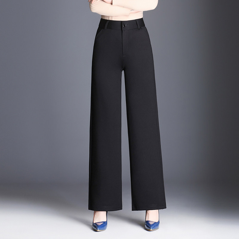 黑色阔腿裤女春夏季2026新款高腰宽松大码休闲直筒裤垂感西装裤子