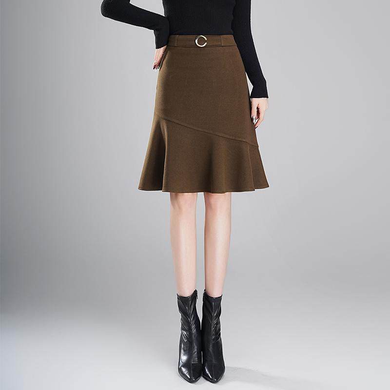 毛呢鱼尾裙时尚气质包臀裙高腰显瘦半身裙女秋冬2025新款短款裙子