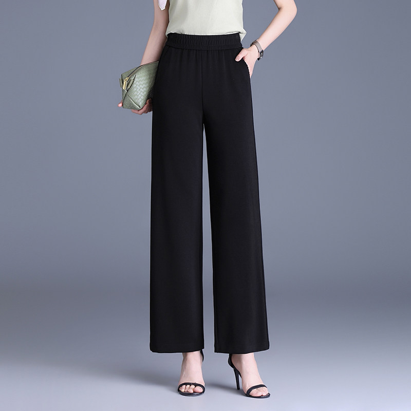 窄版阔腿裤女春夏2026新款高腰垂感显瘦直筒长裤百搭通勤休闲裤子