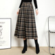 毛呢格子裙女秋冬a字长裙半身裙2025新款 高腰宽松中长款 百褶伞裙