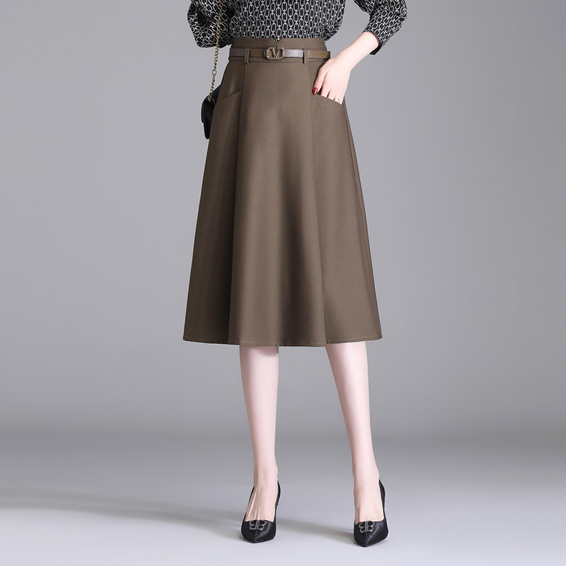 a字裙半身裙女遮胯显瘦伞裙中长款2026春秋季新款松紧腰大摆裙子