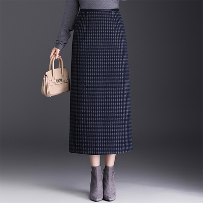 格子半身裙女秋冬毛呢裙子