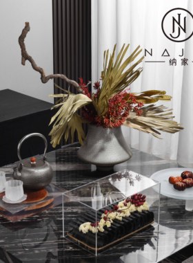 罗曼提新中式创意花艺琉璃茶杯饰品摆件样板间客厅茶几酒店售楼处