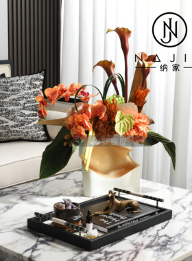 罗曼提海派中古风创意花艺饰品晶石蝎子摆件样板间客厅茶几售楼处