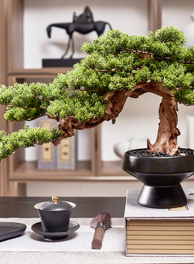 罗曼提新中式茶室茶具酒店铁壶挂钩茶洗迎客松茶盘摆件组合样板间