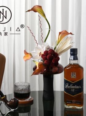 罗曼提现代样板间 原创花艺烟斗客厅边 几茶几售楼处酒店摆件饰品