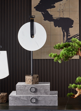 罗曼提 新中式样板间迎客松软装饰品摆件书柜 客厅玄关摆放首饰盒