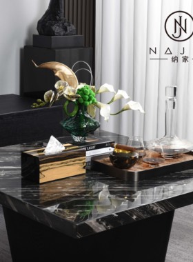 罗曼提现代创意花艺梅根黑色烟灰缸饰品摆件样板间客厅茶几售楼处