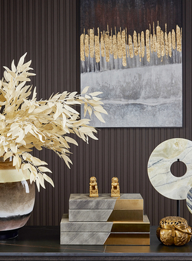 罗曼提新中式样板间花艺软装饰品摆件书桌书柜客厅玄关摆放首饰盒