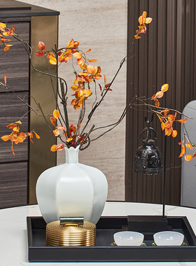 罗曼提新中式摆件托盘酒店样板间创意家居客厅玄关柜茶几软装饰品