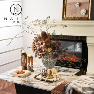 罗曼提法式中古风创意花艺饰品天然花冰玉杯样板间客厅茶几售楼处