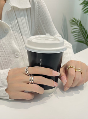 日韩简约ins风双层镂空链条两件套戒指女个性指环网红食指戒C806