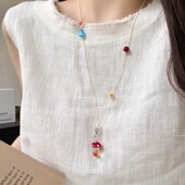 锁骨颈链配饰 小众百搭时尚 夏天长款 多巴胺串珠挂脖项链女2025新款