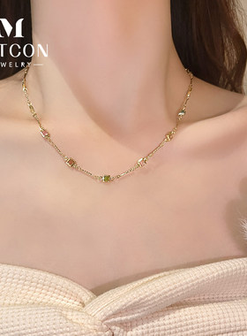 棉条虫合金女方形彩色项链