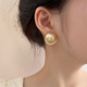 法式 大珍珠耳钉女小众设计感复古耳环2023新款 潮洋气名媛高级耳饰