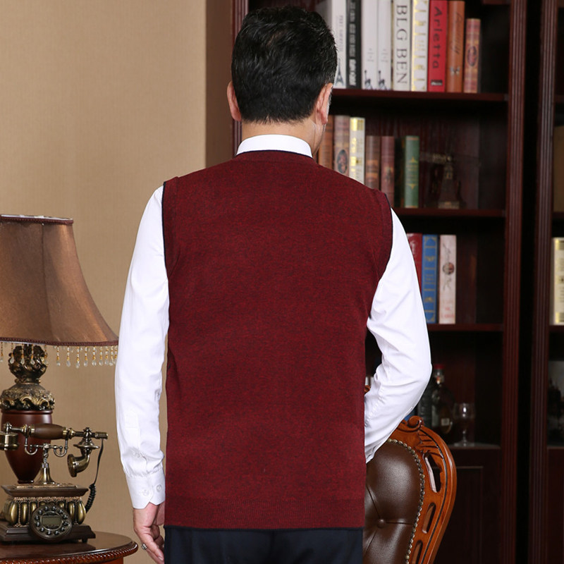 DAD WEAR SPRING AND AUTUMN SWEATER VEST MIDDLE-AGED MENS VEST MIDDLE-AGED KNITTED CARDIGAN ELDERLY VEST VEST