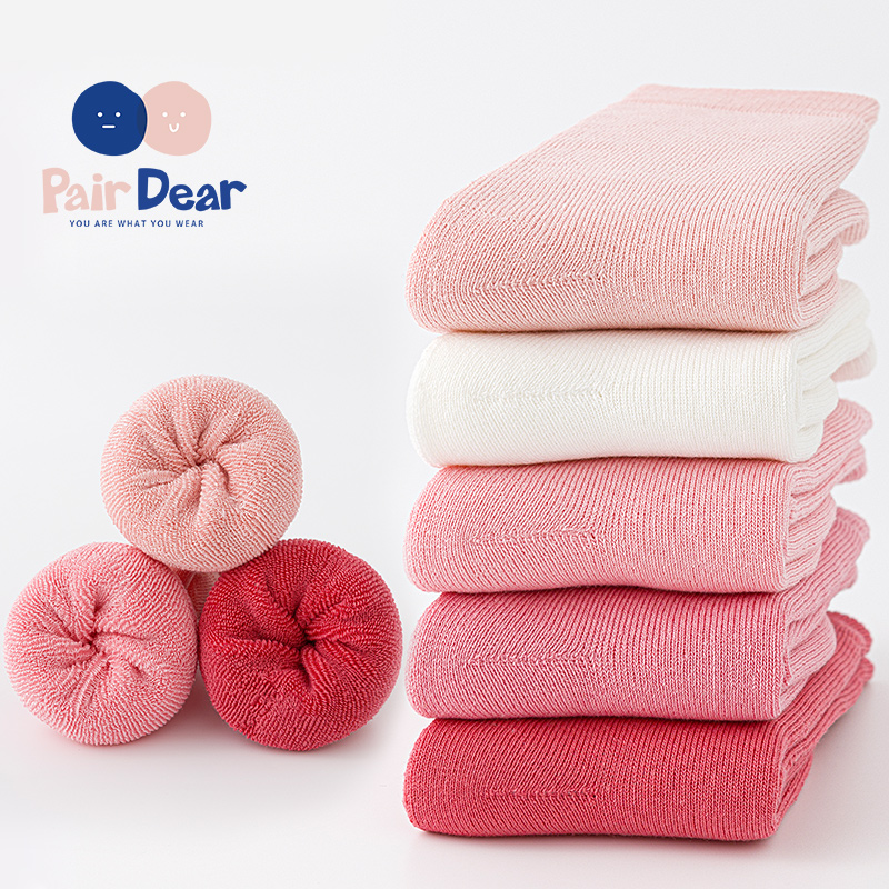 「超厚100%棉」儿童袜子秋冬季纯棉A类女童抗菌加绒保暖宝宝冬天