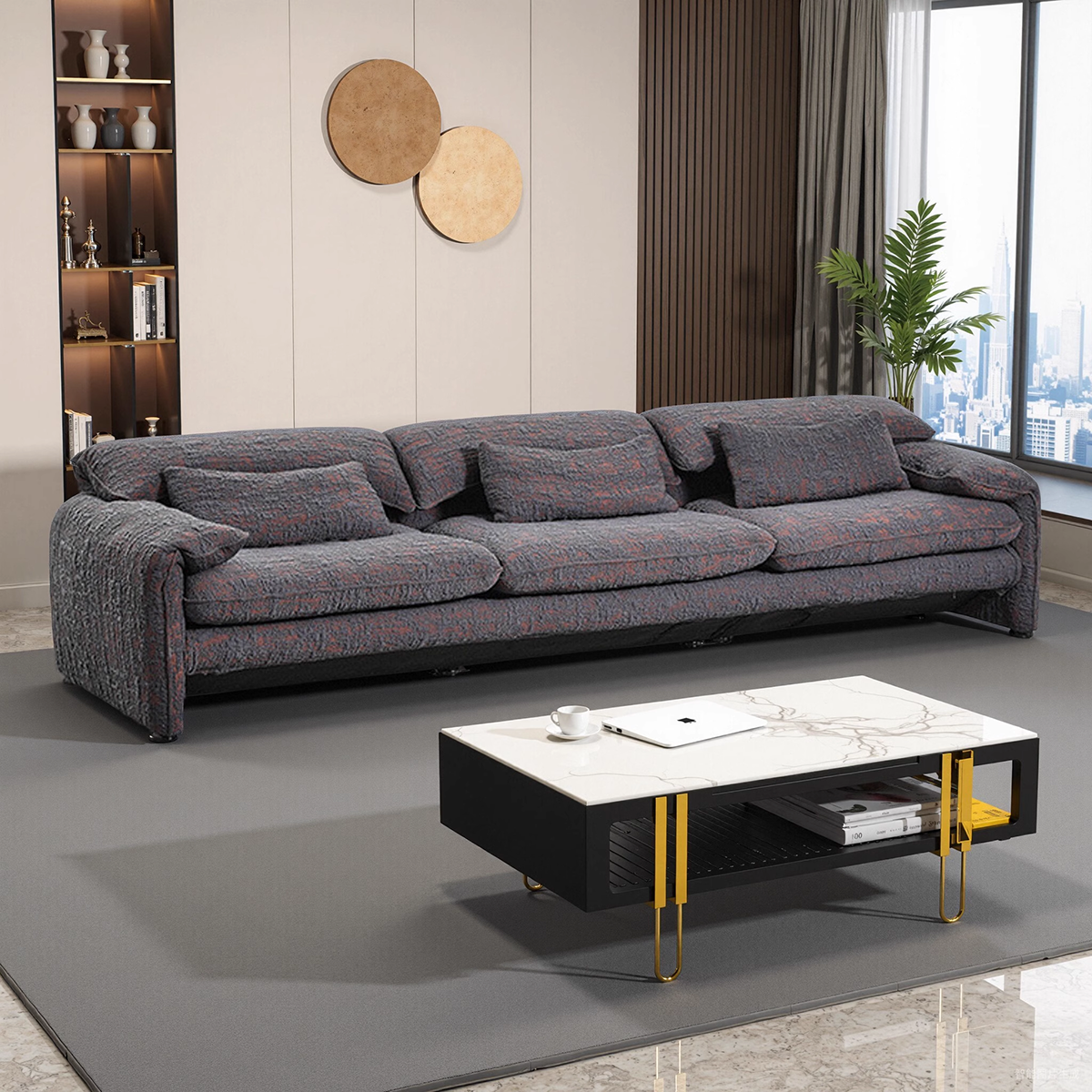 LLYARSS利亚斯四人位棉麻布沙发