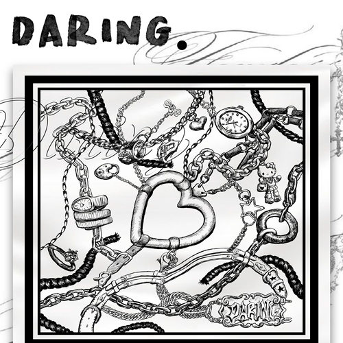 Dar1ng原创手绘首饰链条丝巾裹胸女个性百搭方巾大方巾披肩三角巾