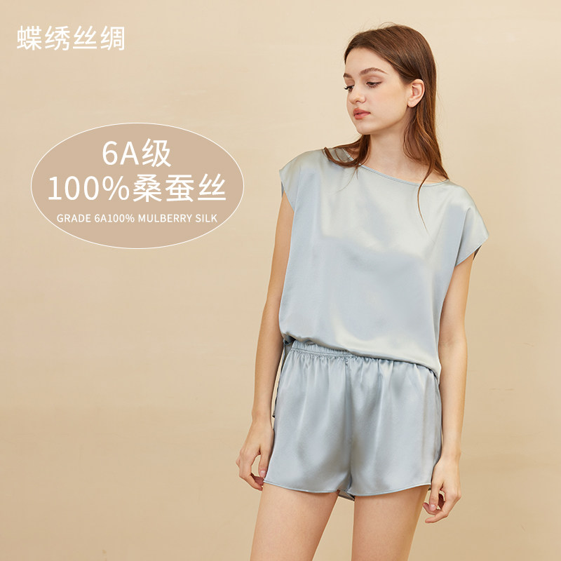 睡衣女19姆米夏短袖家居服两件套真丝睡衣100%桑蚕丝套装