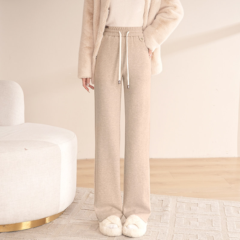 雪尼尔长裤裤子娇芙朵宽松高腰