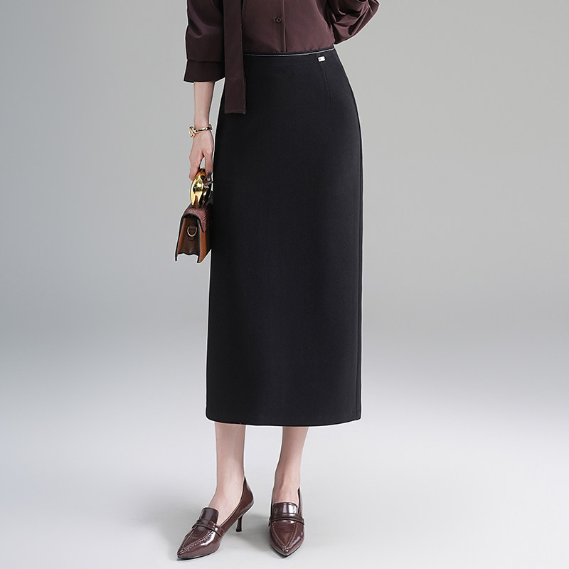 2025年新款秋冬高腰显瘦直筒裙女宽松休闲开叉中长款包臀裙一步裙