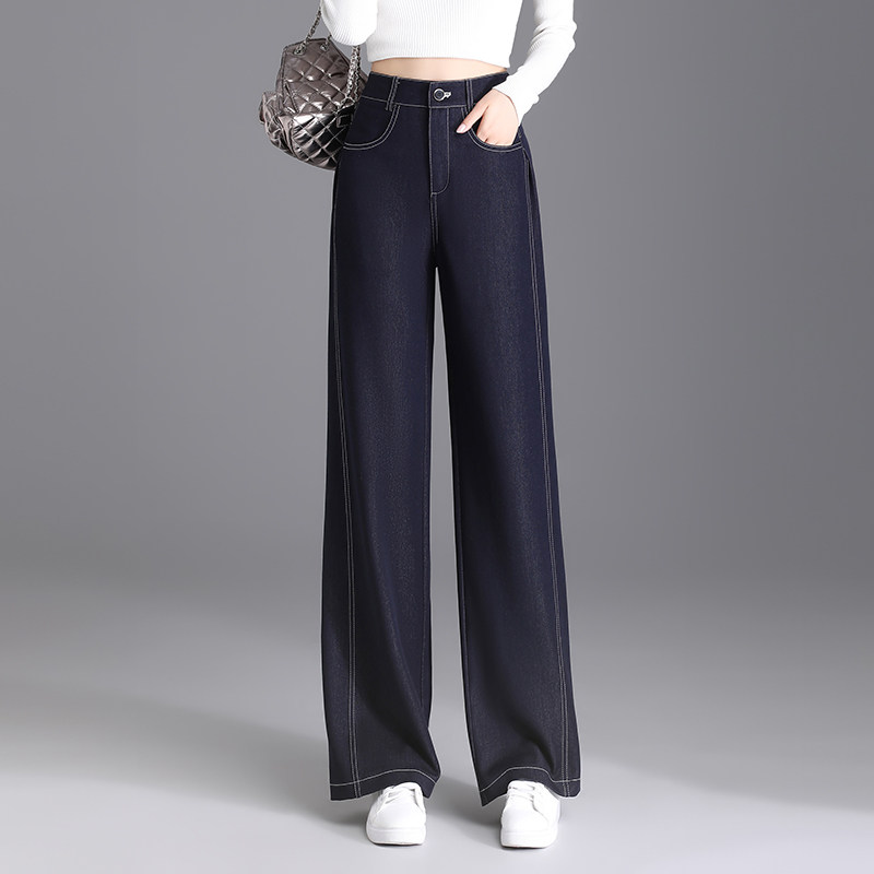 2025春季新款高腰显瘦百搭宽松阔腿裤遮肉遮臀时髦洋气直筒牛仔裤