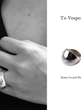 折扣现货To Vesper韩国品牌encens 重工高质感 气质纯银圆球戒指