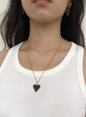 特价清仓 现货 To Vesper韩国 encens 黑玛瑙爱心项链 可调节