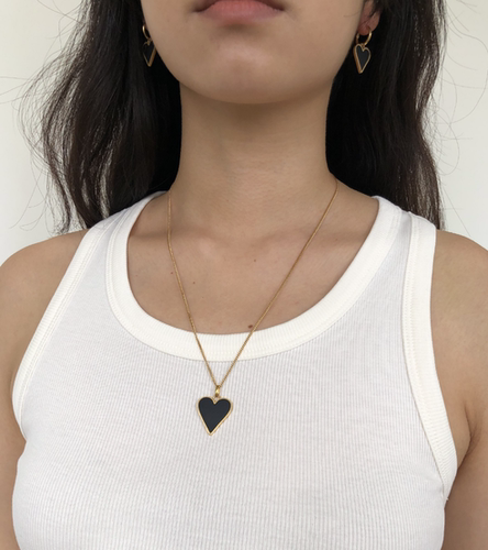 encensjewelry黑玛瑙爱心项链