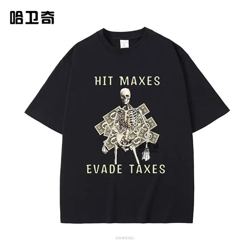 新款i am afraid of talking to women骷髅字母短袖T恤欧美风上衣